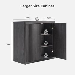 Buffet Cabinet with Storage Sideboard Accent Modern Credenza with Doors & Shelves Fluted 34.6" Tall Media Console Mid Century Coffee Bar Ta