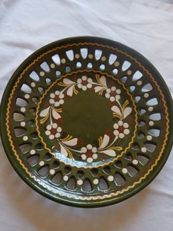 Hand-Painted Folk Art Ceramic Decorative Plate