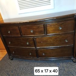 Wide Real Solid Wood Stained Long Dresser