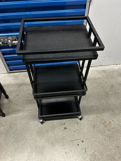 Black 3-Tier Rolling Liquor Cart