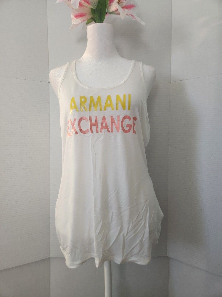 Armani Exchange Tank Women's Size Medium White T-Shirt