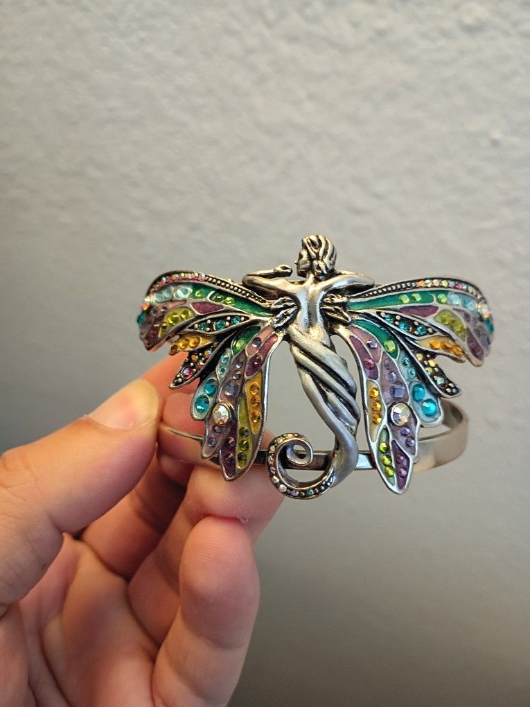 Kirks & Folly Butterfly Fairy Cuff Bracelet Vtg vintage Signed