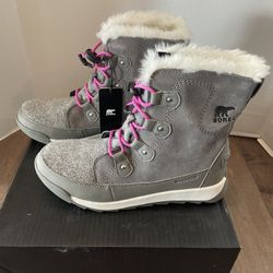 SOREL Youth Whitney II Joan Lace WP Boots size 7 Brand New 