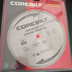 Corebilt 10" Continuous Rim Diamond Masonry/Plastic Saw Blade  Arbor Size 5/8"-NIOP