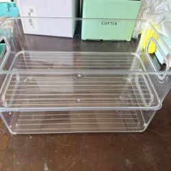 Stackable Storage Bin - Organize Pantry, Fridge, or Freezer, Set of 2(15 x26cm)