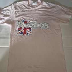 1980s Vintage Reebok Sports Flag  Pink Single Stitched Shirt 80s Size Large