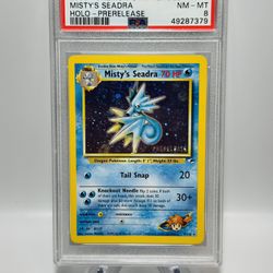 Pokemon Misty’s Seadra Holo Prerelease Gym Heroes #9 PSA 8 