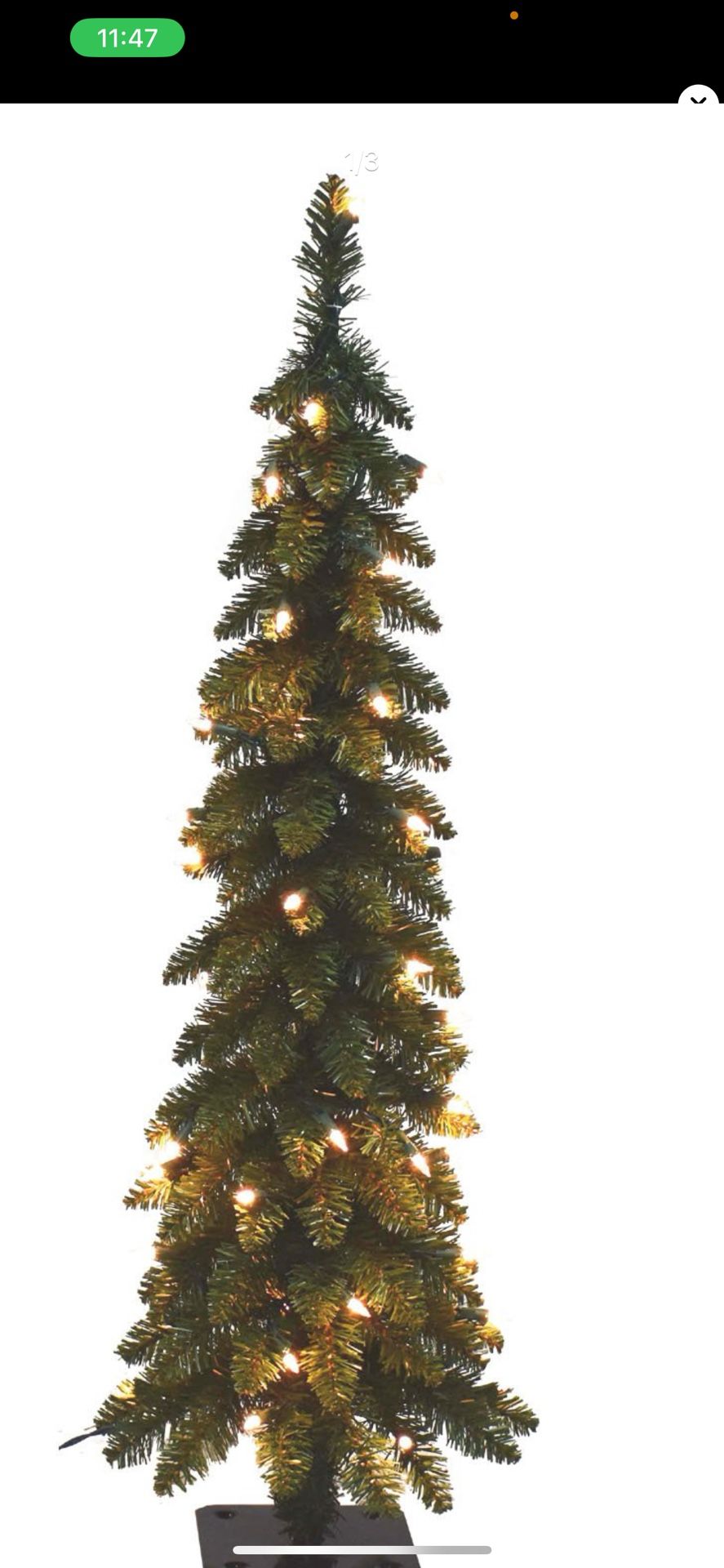 Santa's Workshop 15960 Pencil Slim Tree with 70 Ul Lights, 4' , 