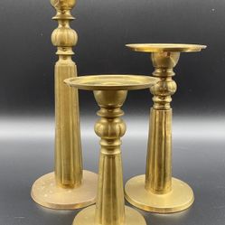 Brass Pedestal Pillar or Taper Candle Holders - Set of 3