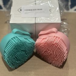 2Pcs] Dog Bath Brush Scrubber Soft Silicone Pet Grooming Brush Bath Shampoo Massage Dispenser Shower