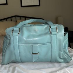 Tre Vero Blue Satchel Purse with Structured Design