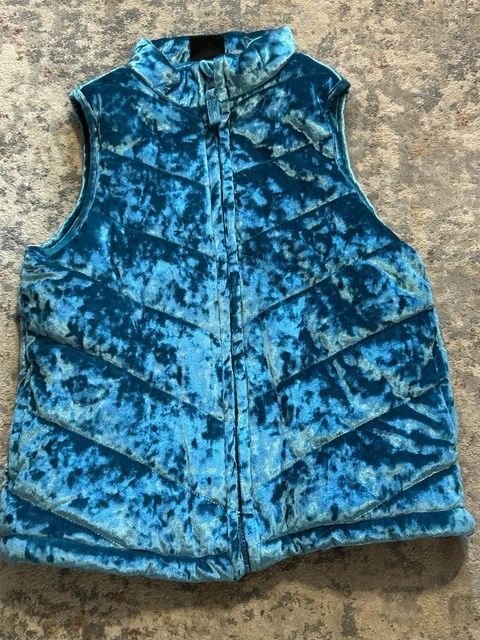Zelos Girls XL Teal Velour Zip Up Puffer Vest