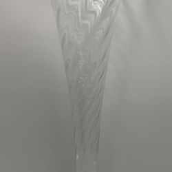 SET OF 8 CLEAR CRYSTAL OPTIC SWIRL HOLLOW STEM CHAMPAGNE FLUTES. 11"