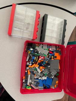 Legos - 2 display case and misc