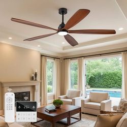 Ceiling Fans with Lights, 72 Inch Outdoor Ceiling Fan with Remote, 5 Wood Blades, Dimmable, Wall Switch, Memory Function, Large Ceiling Fan with Light
