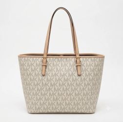 MICHAEL KORS SIGNATURE TOTE BAG BEIGE 17X10.5 INCH. LIKE NEW!