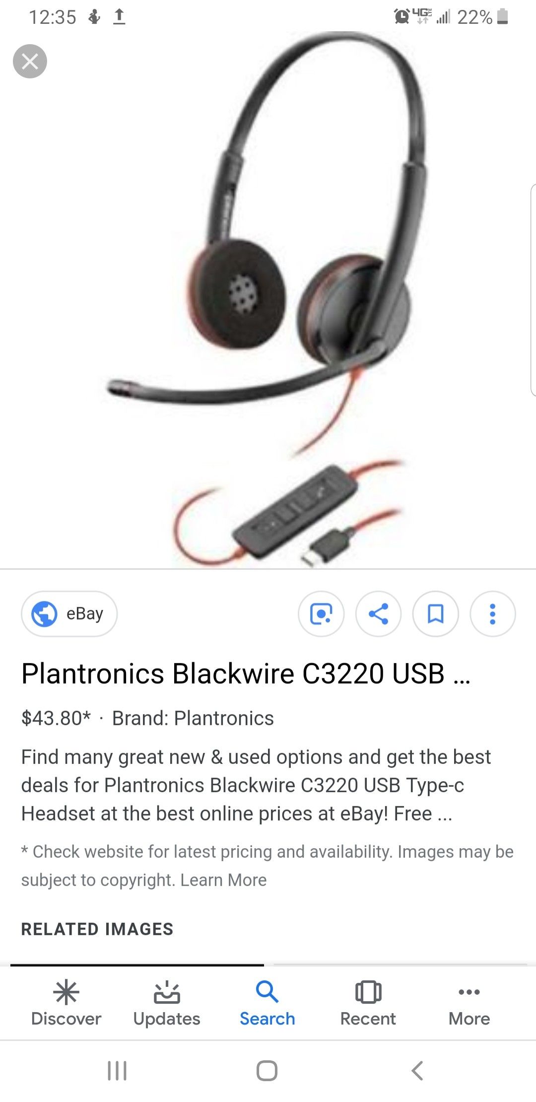 Plantronics headphones headset usb original price $43, new never used
