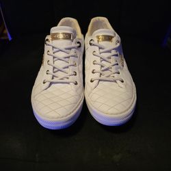 White Leather Guess Tennis Shoes
