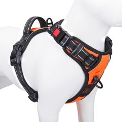 No Pull Dog Harness Medium Reflective Front Clip Vest With Handle,Adjustable 2 Metal Rings 3