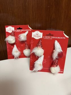 Holiday Time Red and White 8 mini Gnome Ornaments