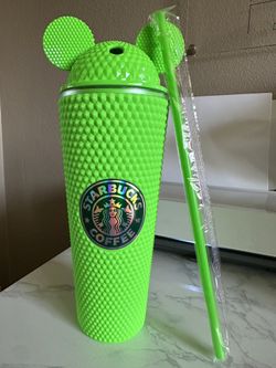 Lime Green Starbucks Coffee Cups with Mickey Mouse