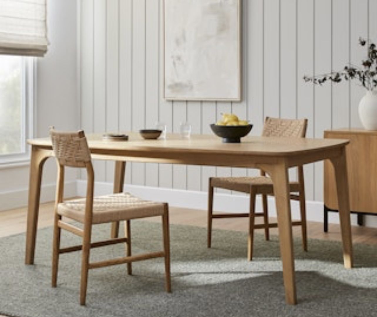 ARTICLE Plumas White Oak Dining Table 71” Plumas White Oak Bench 60” 
