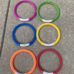 Dive Rings Sinking Weighted Purple Green Blue Yellow Orange Red Pool Toy Lot of 6