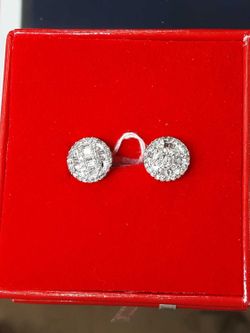 Earrings with stones White Gold 10k (.417) 1.6 grams