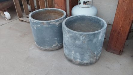 Pair of 2 Concrete Cement Planter Pots - $30