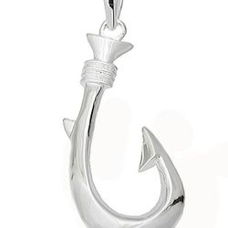 Large Sterling Silver Fish Hook Pendant 