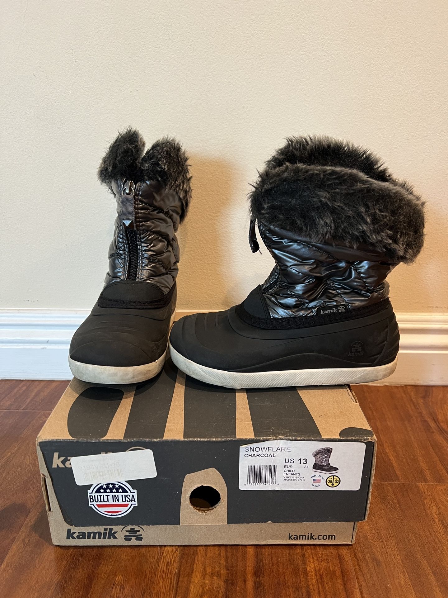 Kids Kamik Snow Boots With fur Size 13
