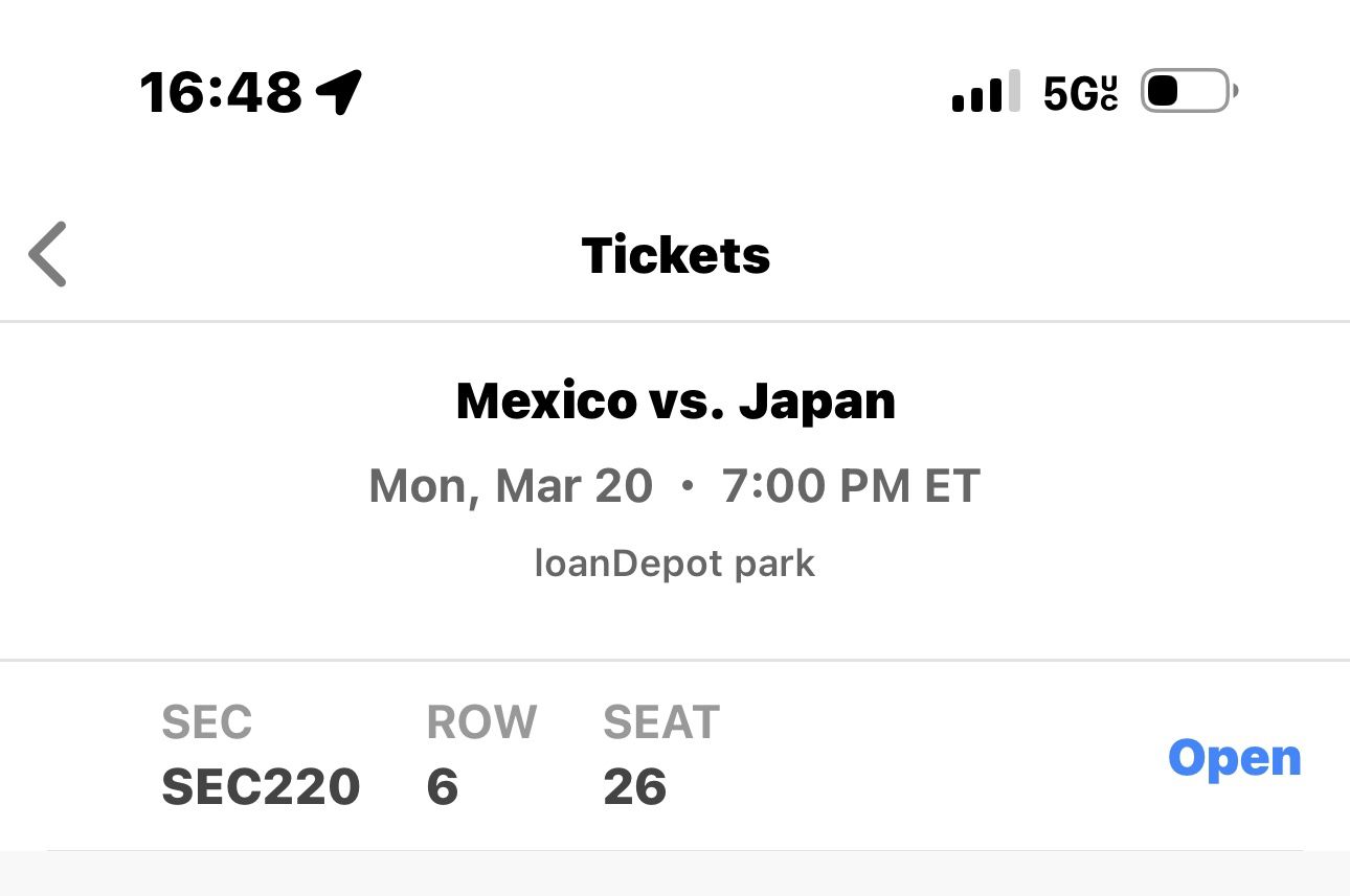 WBC Baseball. Mexico Vs Japan. TODAY. One Ticket.