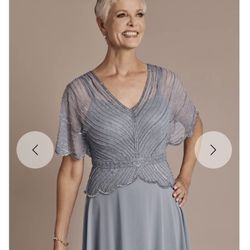 Mother of the Bride Blue A-line Dress 16W Plus Size Gown