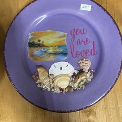 Round 8” Plate Decorated With Seashells 