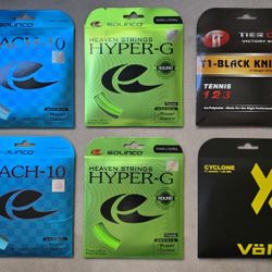 6x Sets Of Tennis Strings (Solinco, Volkl, Tier One)