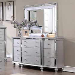 Glam Silver Mirrored Dresser