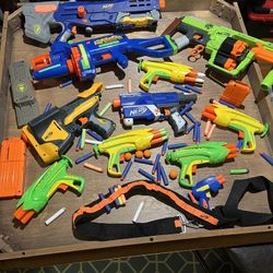 Nerf Guns (over 12) with lots of ammunition
