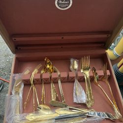 Vintage Gold Tone Non-tarnish Silverware Set
