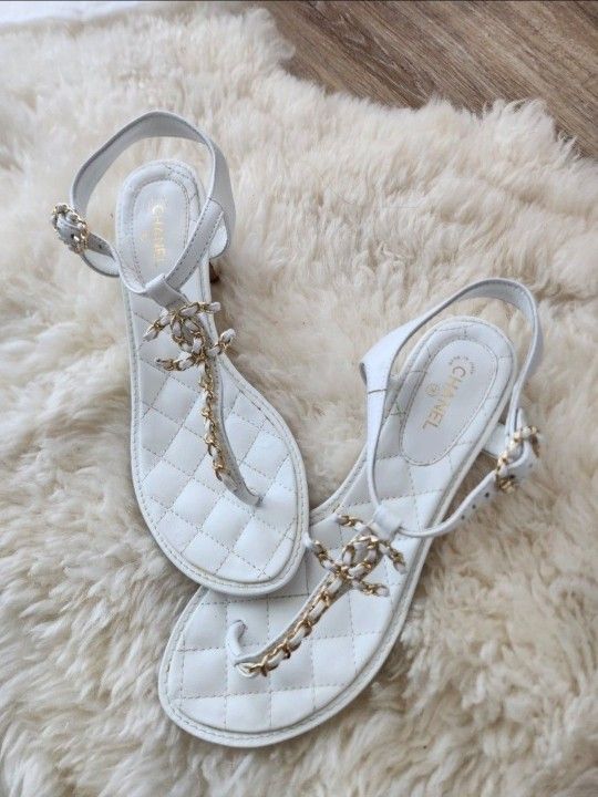 📌YES IF POSTED IT'S AVAILABLE. 📌Like NEW! Chanel Buckle Up Sandals With A Small Heel. Genuine Leather Size EU 41 (about US 10). Comes With Dust Bag