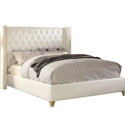 Soho White Bonded Leather King Bed

