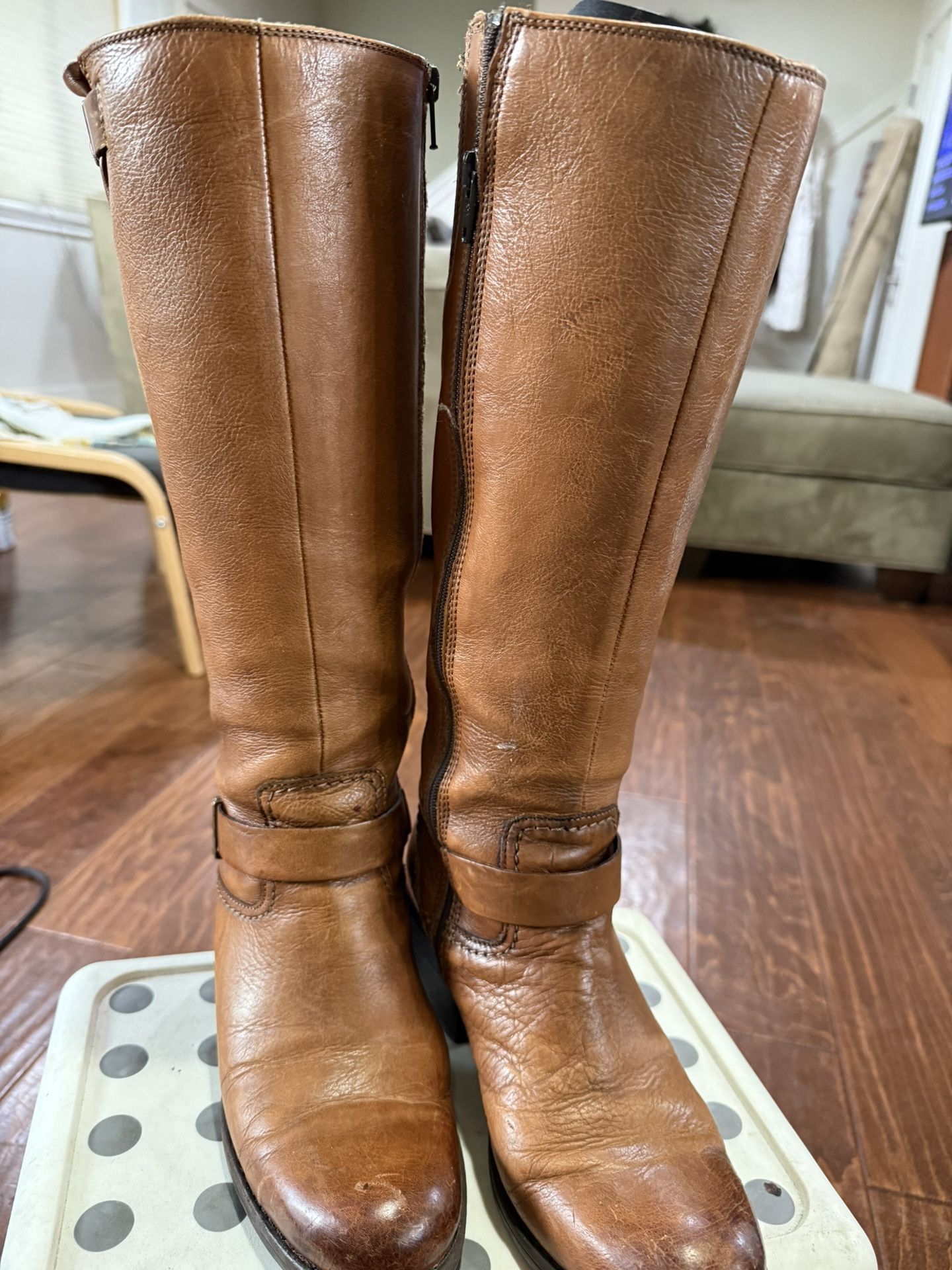 Womens Leather Tall Boots, Size 7.5 By Clarks