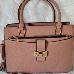Beige/pink 3 peice tote, purse and walle