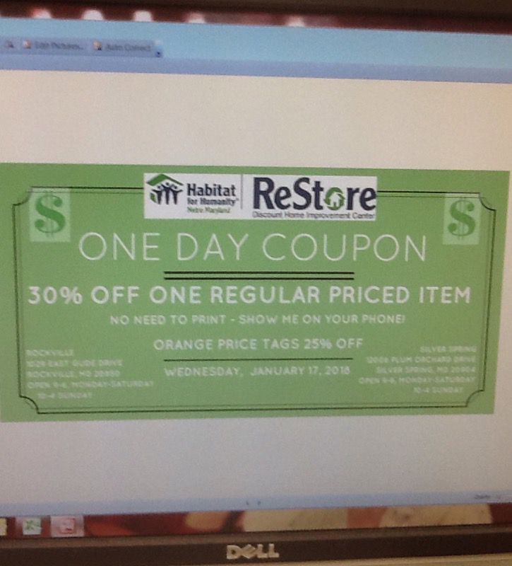 30% off One Day Coupon at Habitat for Humanity ReStore