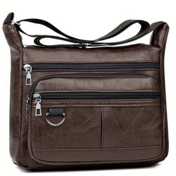 Premium Men's Casual Bag, Faux Leather Shoulder Bag Crossbody 
