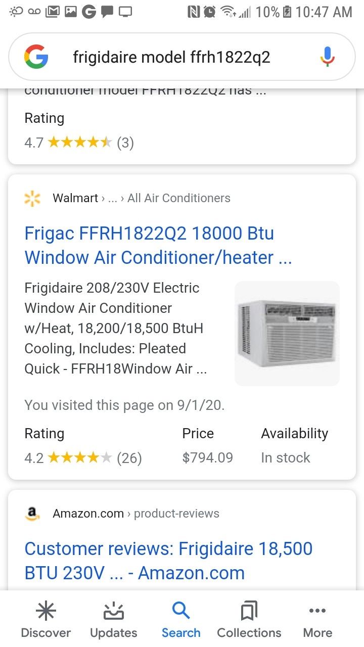 Frigidaire window AC /heater