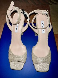 Gold Glitter Platform Heels, Size 9.5; $25.00