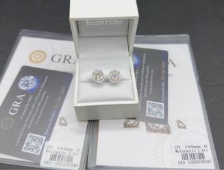 4cttw oval cut Real vvs1 full Moissanite halo stud Earrings