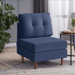 LINSY HOME Single Seat Module for Velvet Modular Sectionals Sofa Couch, Cushion Covers Removable and Machine-Washable, Blue