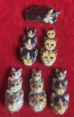Lot 16 CAT REFRIGERATOR MAGNET INDONESIA HANDMADE WOOD 2D 3D ** The ONLY 1 ‼️ CUTE STOCKING STUFFER ‼️