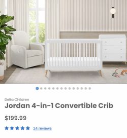 New white convertible crib/ Jordan 4-in-1 Convertible Crib